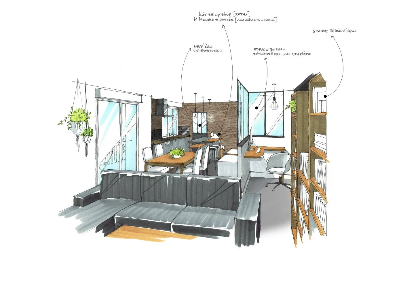Réaménagement intérieur d´un niveau de maison converti en appartement